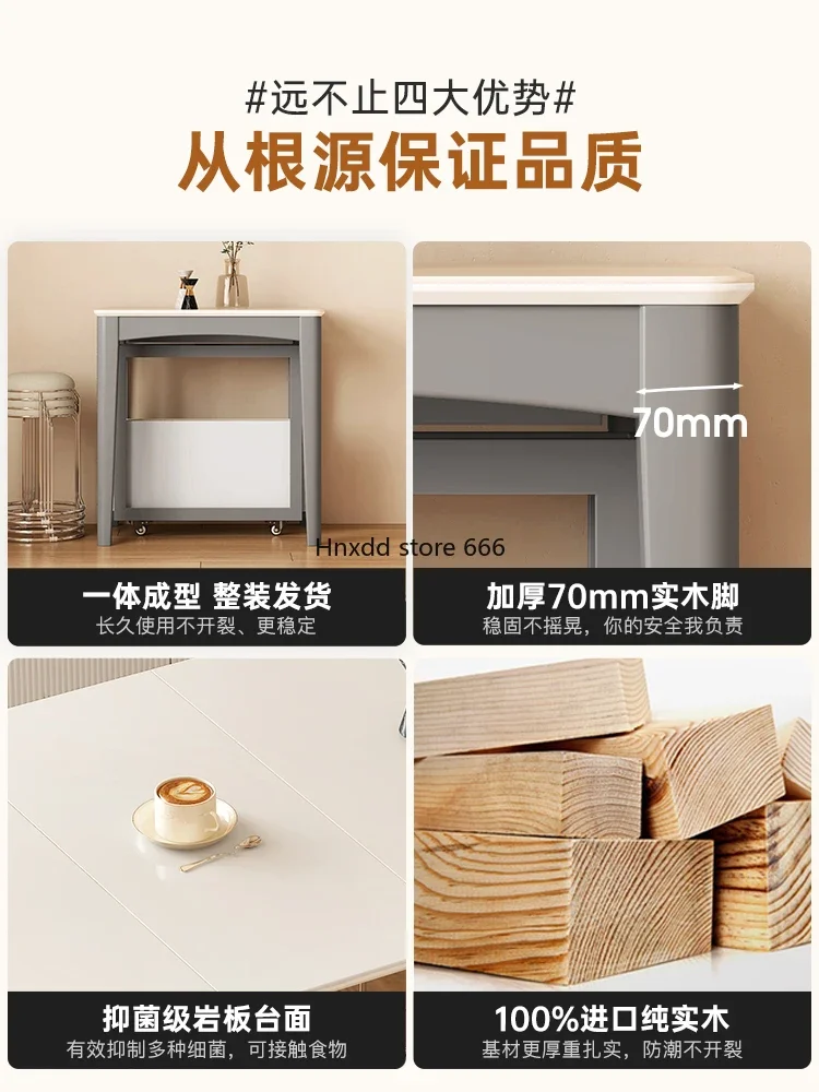 Retractable household small apartment dining table modern simple light luxury rock slab image 3