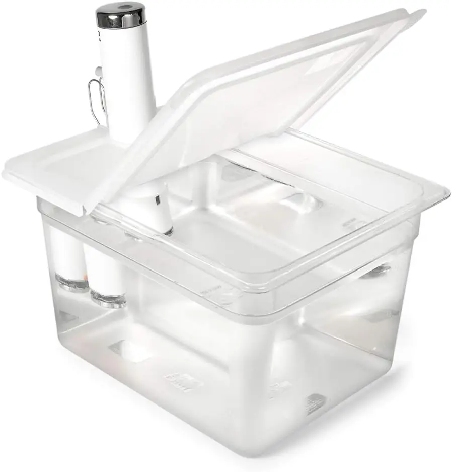 

Sous Vide Container 12 Quart with Collapsible Hinged Lid Compatible with Breville Joule Sous Vide Immersion Circulator Cooker