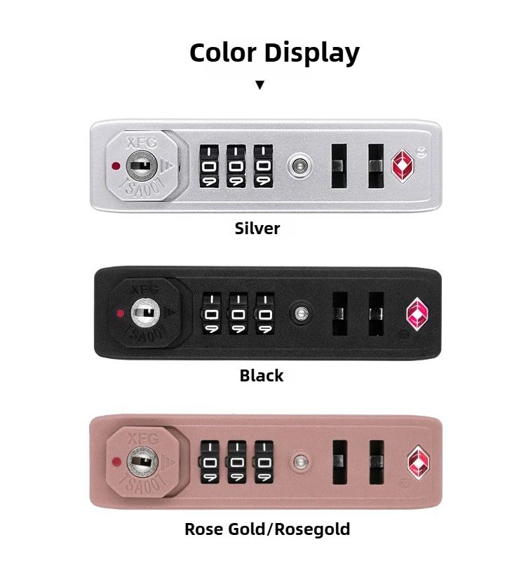 TSA007 ล็อคแบบผสมผสานศุลกากร 3 หลักล็อคกระเป๋าเดินทางป้องกันการโจรกรรมกระเป๋าเดินทางอุปกรณ์เสริมอลูมิเนียมล็อค XFG TSA รหัสกุญแจ