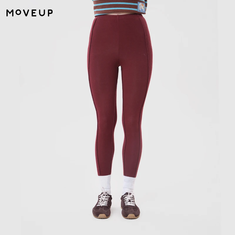 MOVEUP Women's Knit Leggings FUN Series Elastic Waist Seam Divided Knit Slim Pants 2026 Winter New Daily Warm Clothes 3ELD10107