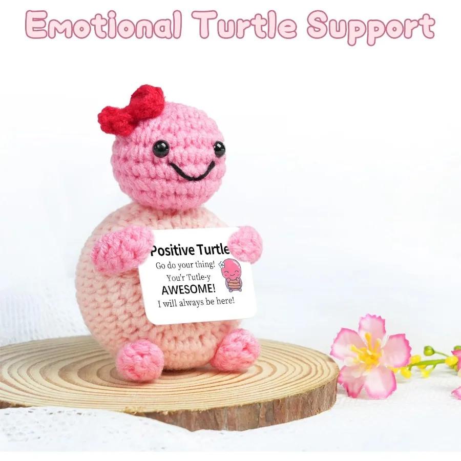 Mini Funny Turtle Crochet Gifts Birthday Christmas Gifts for Women Girl Handmade Positive Emotional Support Crochet Small Anima
