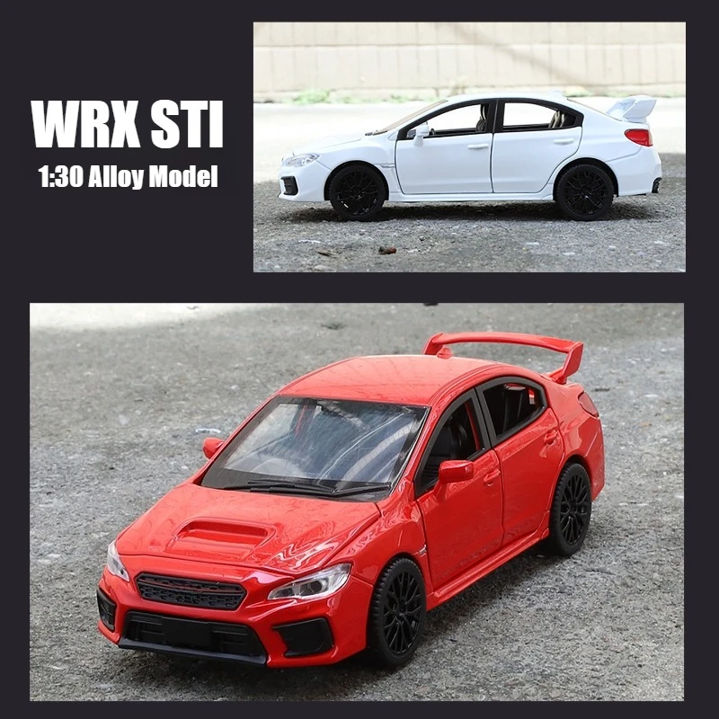 1:30 WRX STI Simulation Alloy Car Model Sound and Light Effect Pullback Desktop Ornament Toy Gift