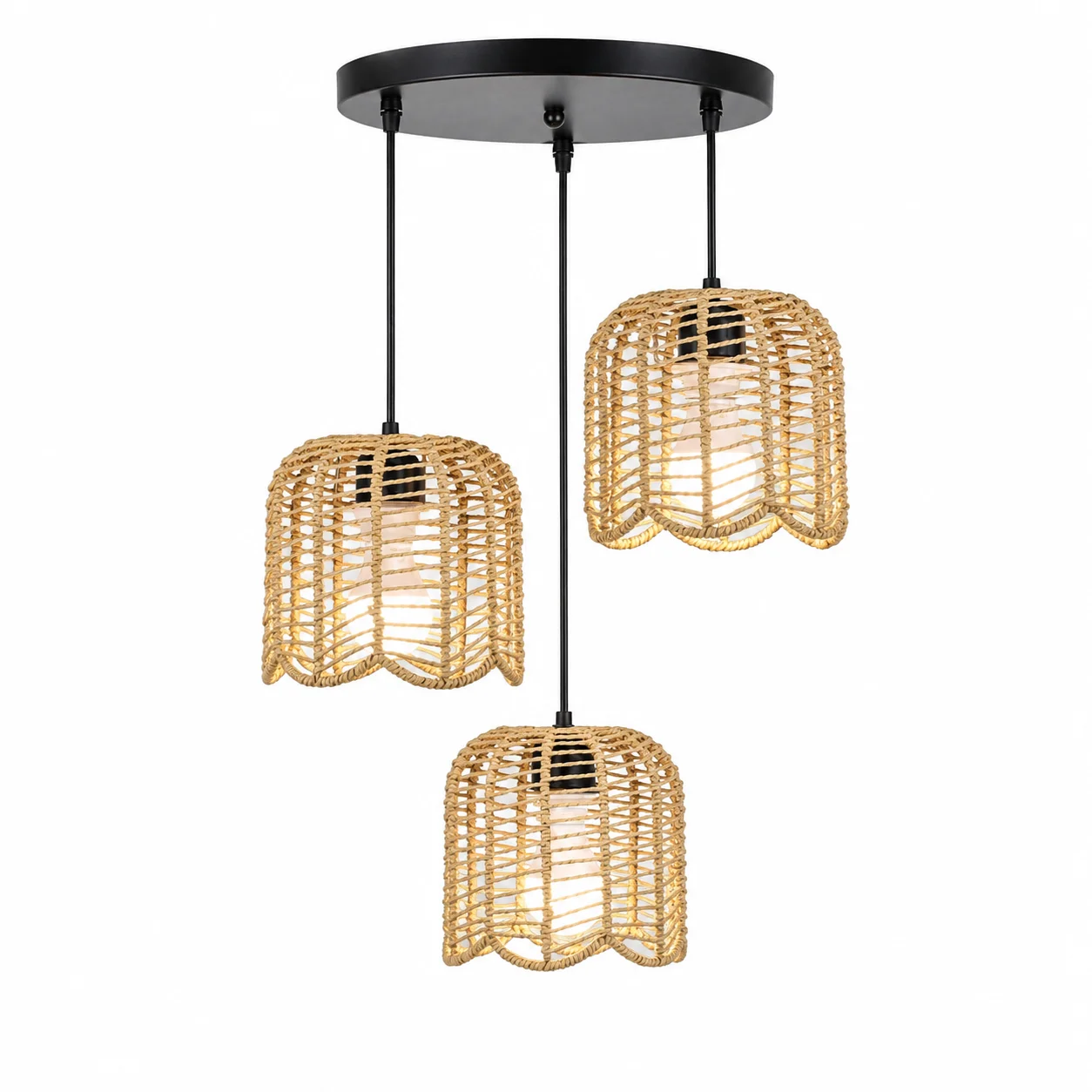 Wicker Pendant Shade - JOYINLED Farmhouse Handgeweven Wicker Kap E27