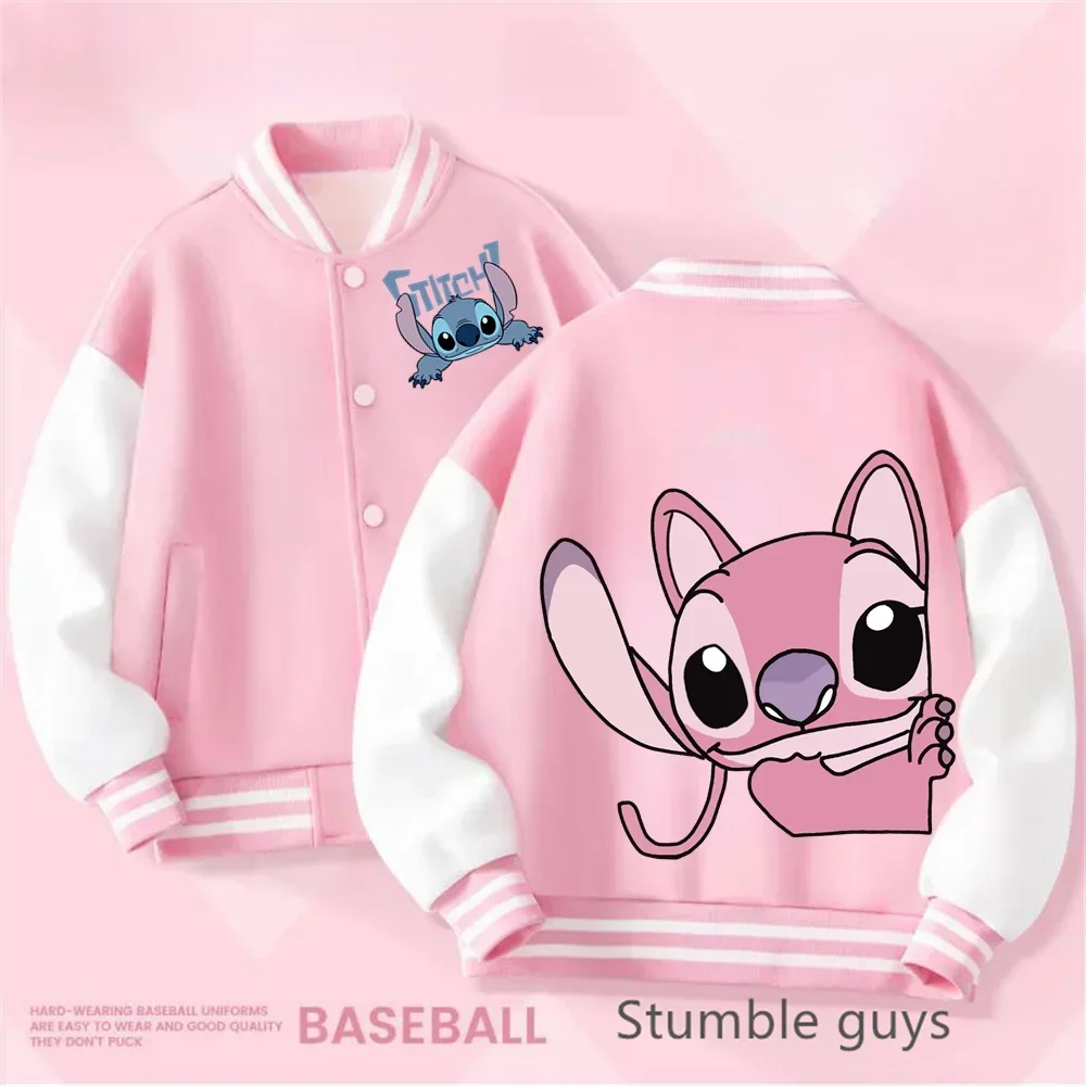 غرزة الاطفال البيسبول موحدة جديدة لطيف الكرتون الأزياء معطف الحلو الفتيات والفتيان الرياضة عارضة قمم ربيع الخريف الأرجواني سترة