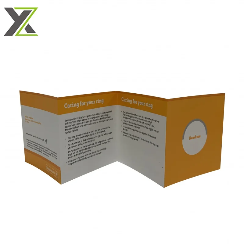 custom.Custom printing NFC card ring product user guide instructions book folded leaflet