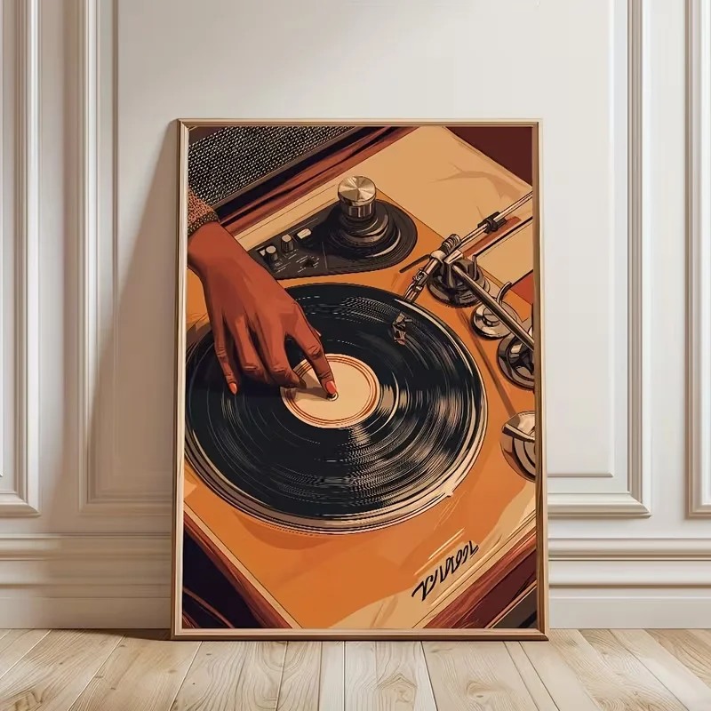

1pc Unframed Vintage Music Vinyl Turntable Wall Art - DJ Retro Canvas Print, Minimalist African American Art Decor for Living Ro