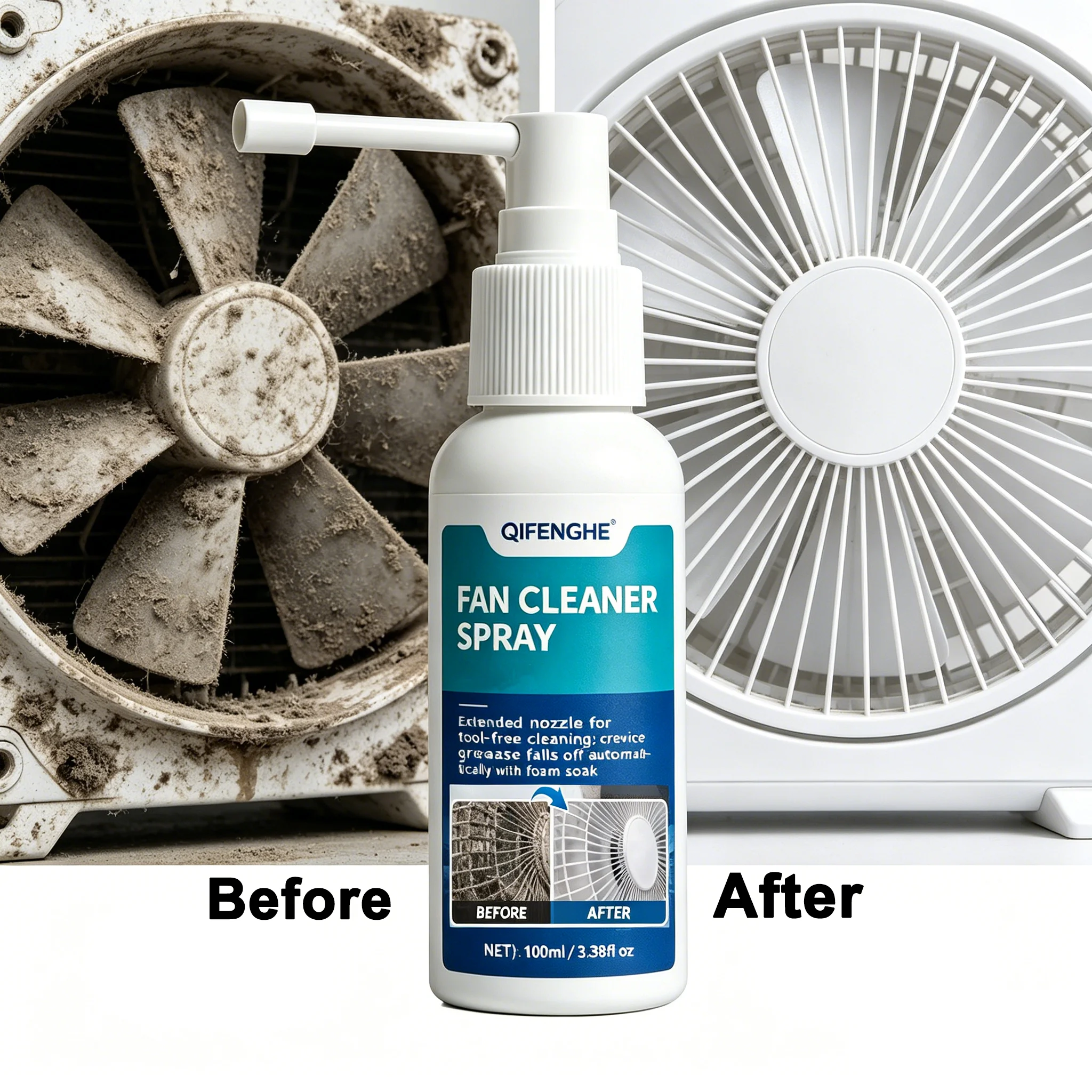Fan Cleaner Spray Foam Penetrating Decontamination Formula No Disassembly Required Extended Nozzle Soften Dust Grease Residue Fr
