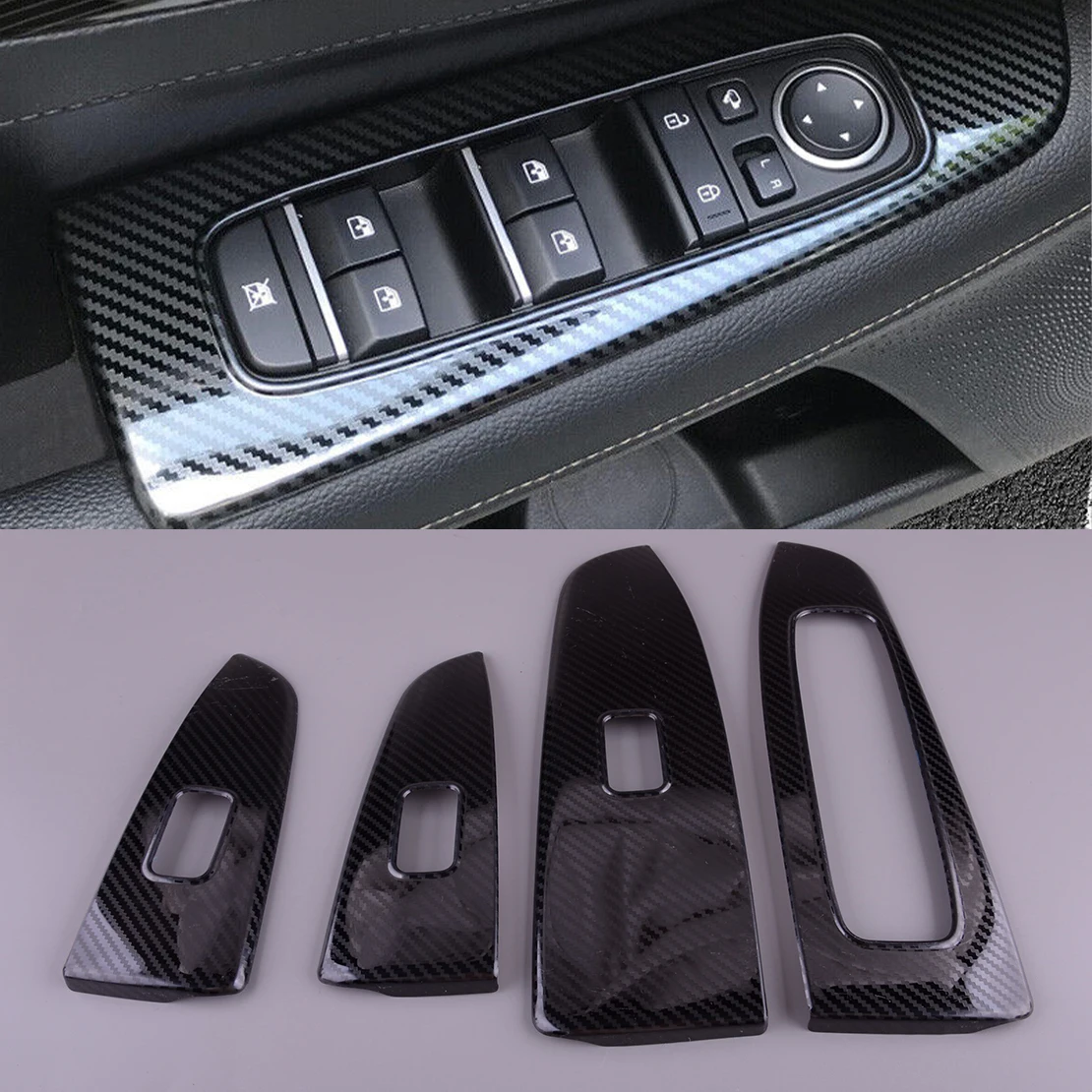 

Новый комплект накладок на панель управления стеклоподъемниками из нержавеющей стали в стиле карбон для Kia Forte K3 2019-2022