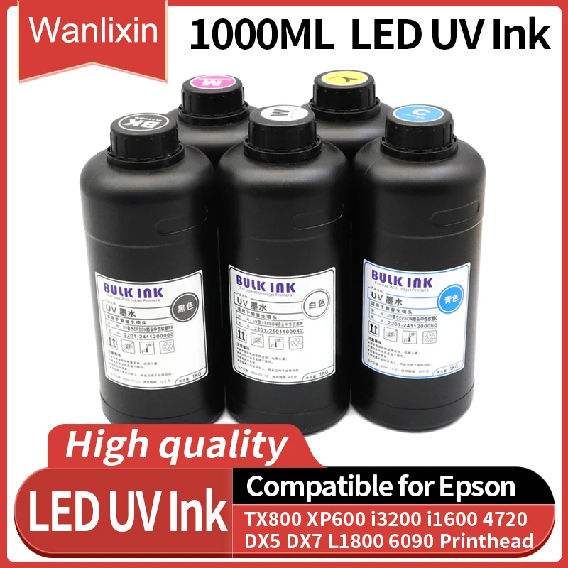 1000ML Bottle LED UV Ink For Epson L800 L805 L1800 R290 R330 1390 1400 1410 UV Printer Ink UV Varnish Gloss Hard Soft Neutral