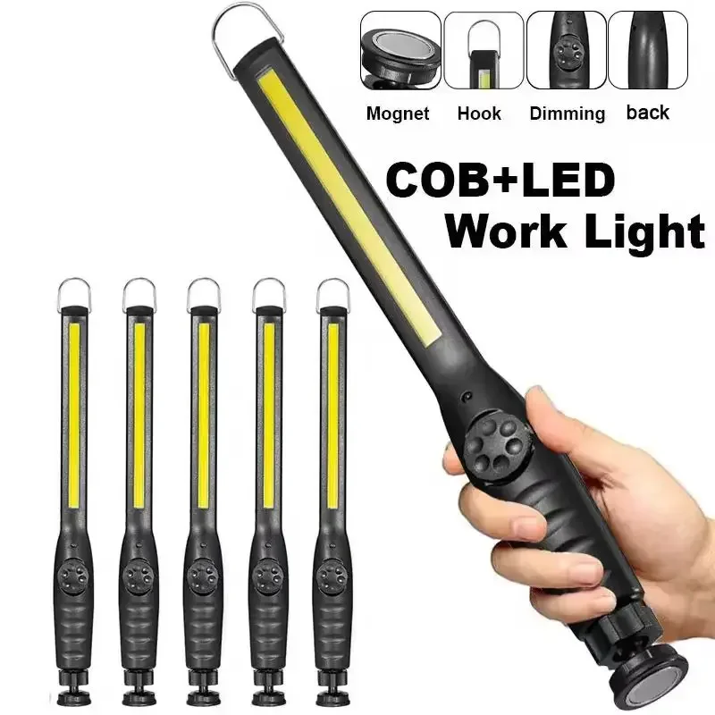 Nuova torcia portatile a LED COB Lampada da lavoro ricaricabile USB Lanterna magnetica Lampada a sospensione con batteria incorporata Torcia da campeggio