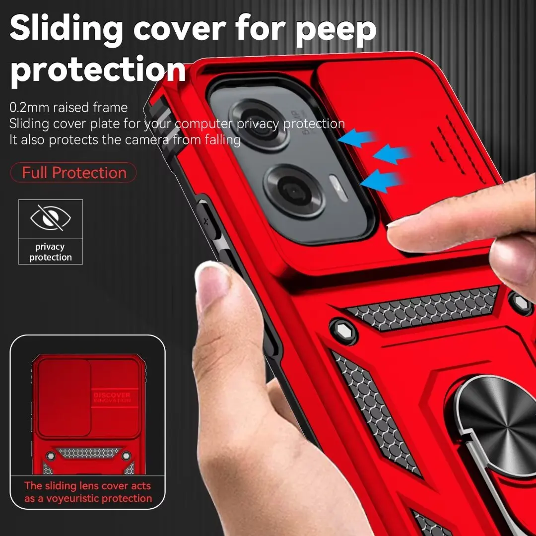 Kickstand+Camera Lens Protector Shockproof Case For Motorola Moto G stylus 5G 2024 Cover With Screen Protector