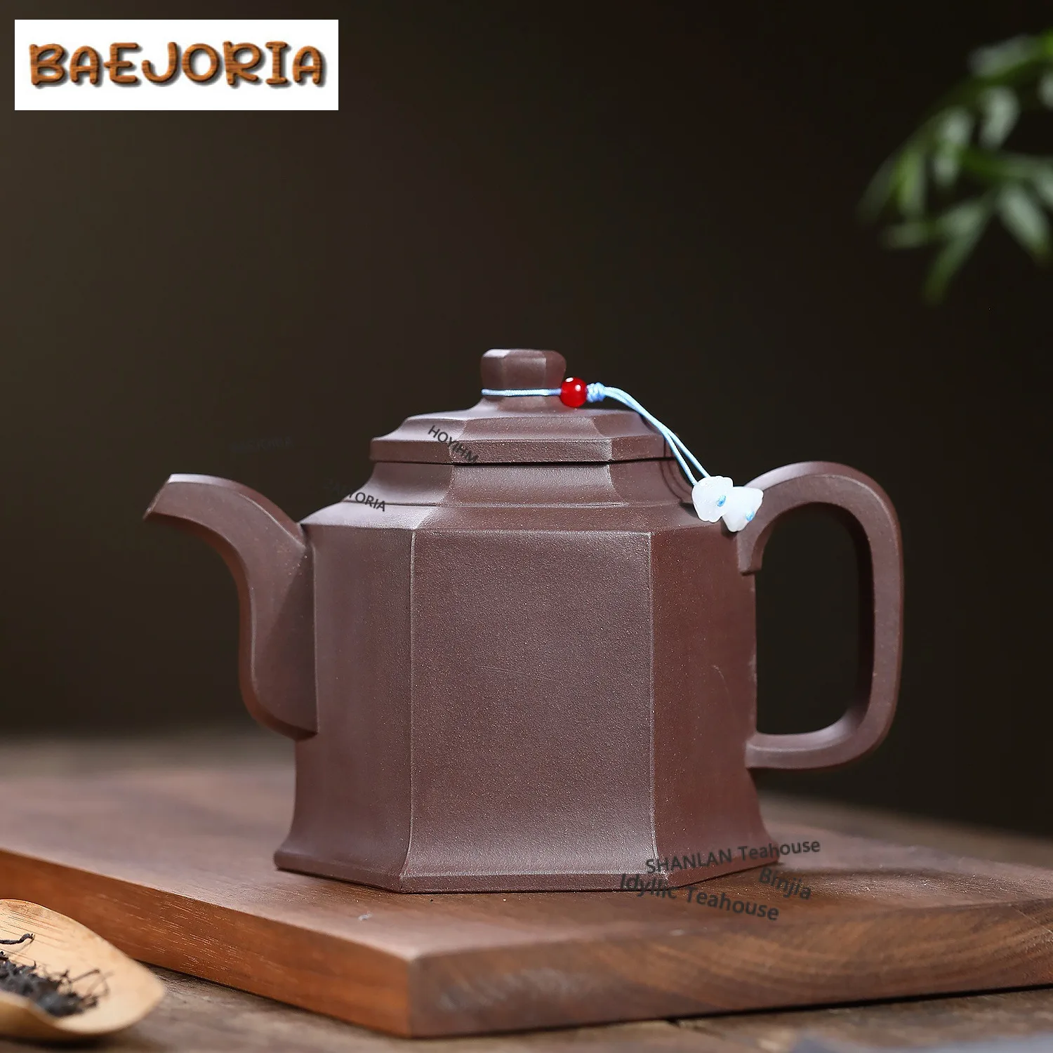 450ml Antique Yixing Purple Clay Teapots Handmade Hexagonal Golden Bell Pot Raw Ore Purple Mud Kettle Chinese Zisha Tea Set Gift