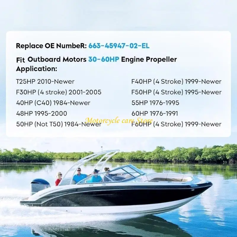 U75F High Thrust Boats Propeller Marine Propeller Enhances Efficiency Propeller Replaces 663-45947-02-EL for 40-60HP