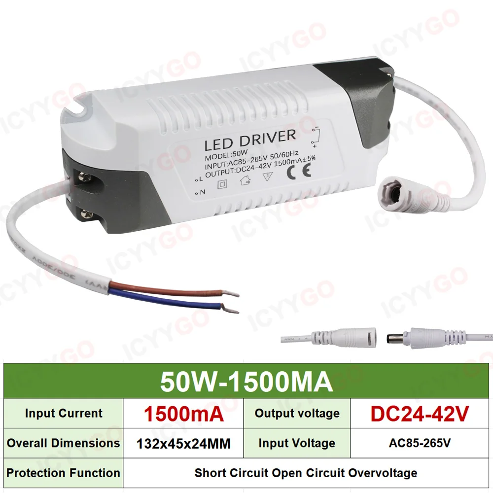 مصدر طاقة محول تيار مستمر LED 3-4 واط 4-7 واط 8-12 واط 18-25 واط 25 واط-36 واط 40 واط 50 واط 300 مللي أمبير 600 مللي أمبير 900 مللي أمبير 1200 مللي أمبير 1500 مللي أمبير