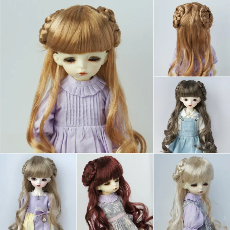 1/6 1/4 1/3 YOSD MSD SD DOD ตุ๊กตา JD125 6-7 "7-8" 8-9 "Long Wave Twins Bows Ballerina สังเคราะห์ Mohair BJD วิกผม