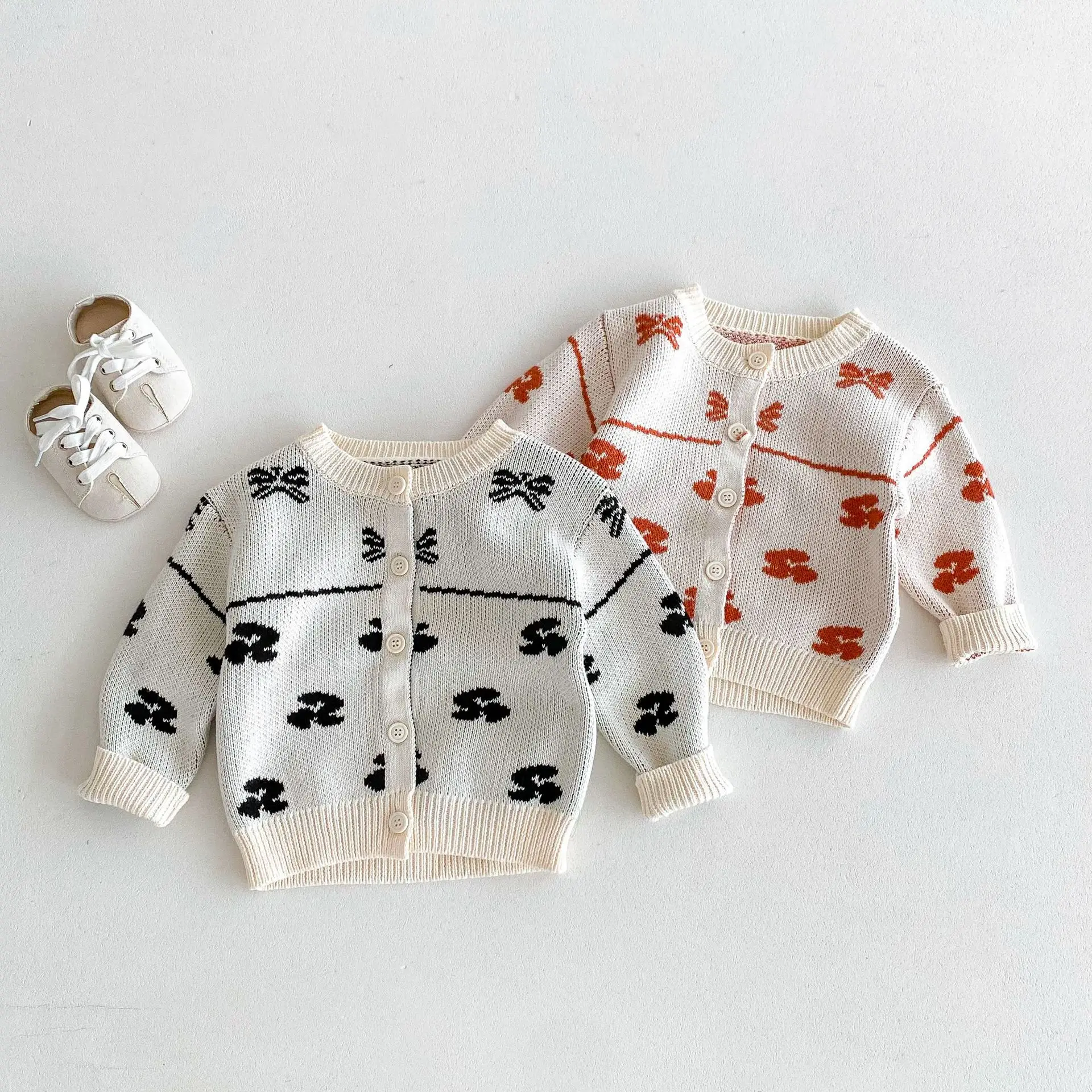 Autumn New Children Long Sleeve Brocade Sweater Girls Versatile Knitted Cardigan Coat Toddler Baby Casual Knitwear Kids Clothes