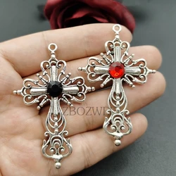 5 pcs 63x42mm Crystal cross retro metal Gothic Cross Pendant Designer Charms Jewelry Making DIY Handmade Jewelry Findings