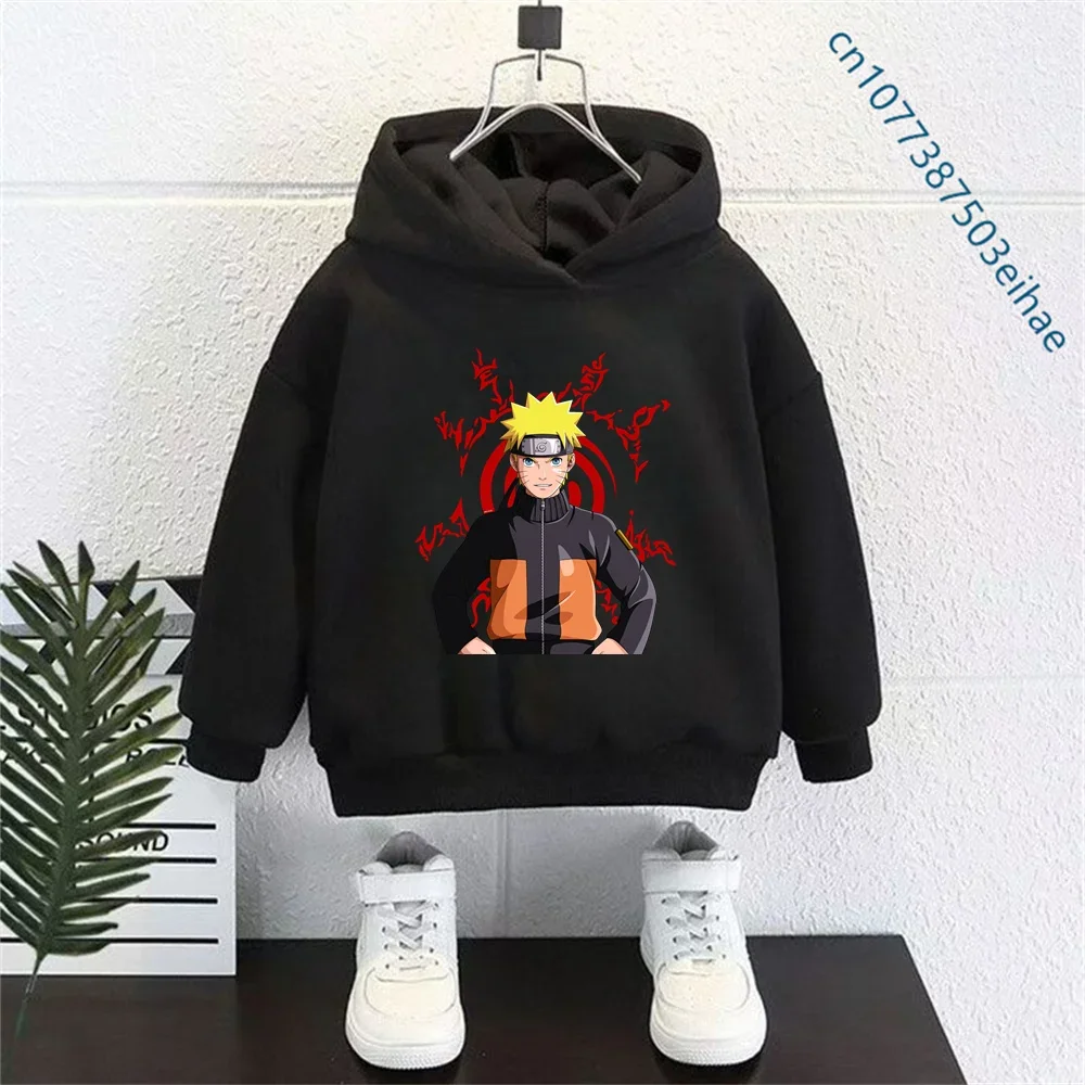 Male and Female Children's Naruto Hoodie Long-sleeved Pullover T-shirt (2026 Harajuku Style Street Fashion Pullover Hoodie)