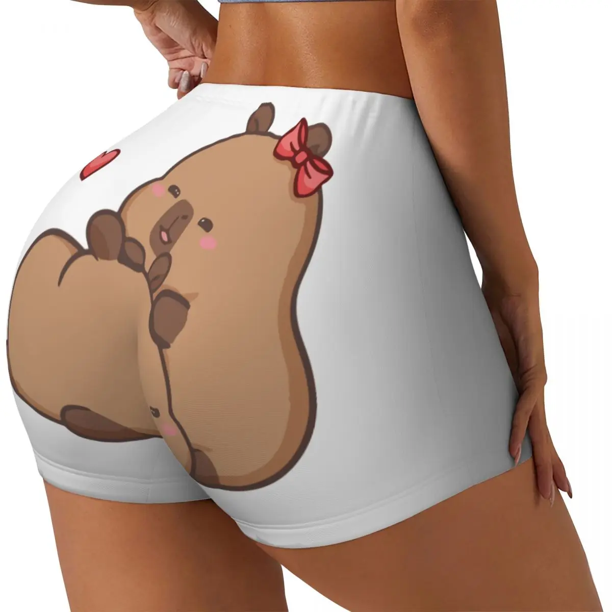 Custom Cartoon Animal Pets Capybara Biker Running Gym Shorts Women's Athletic Workout Yoga Shorts