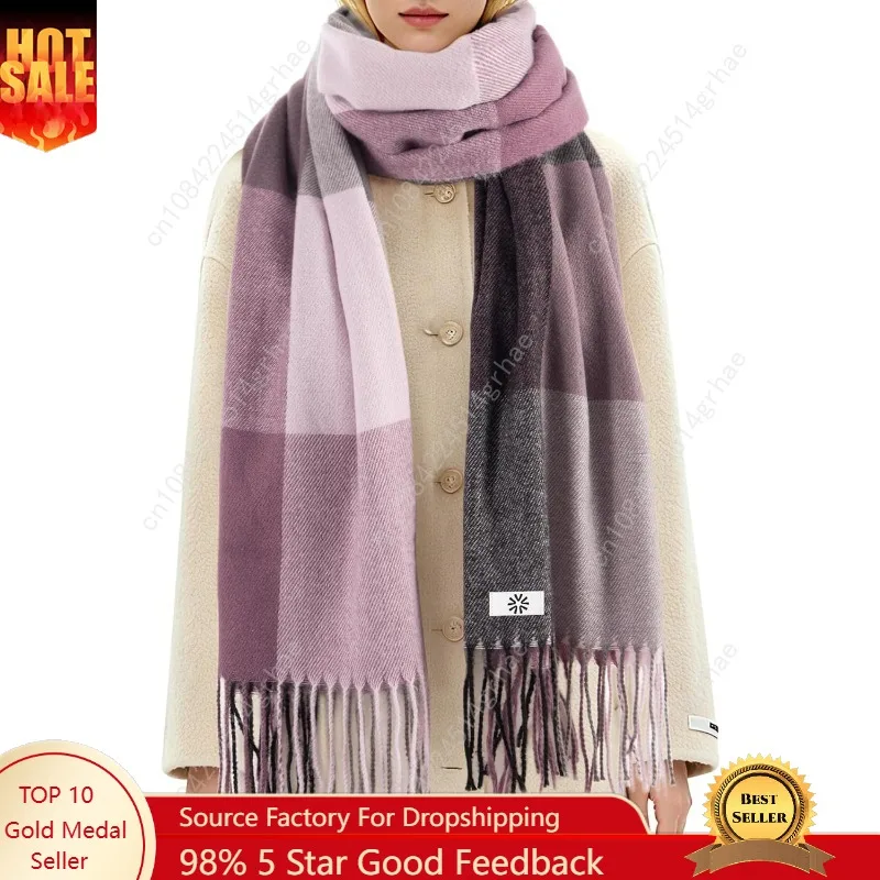 

Women's Winter Plaid Scarf Warm Thick Long Shawl Soft Knit Perfect Cold Weather Gift