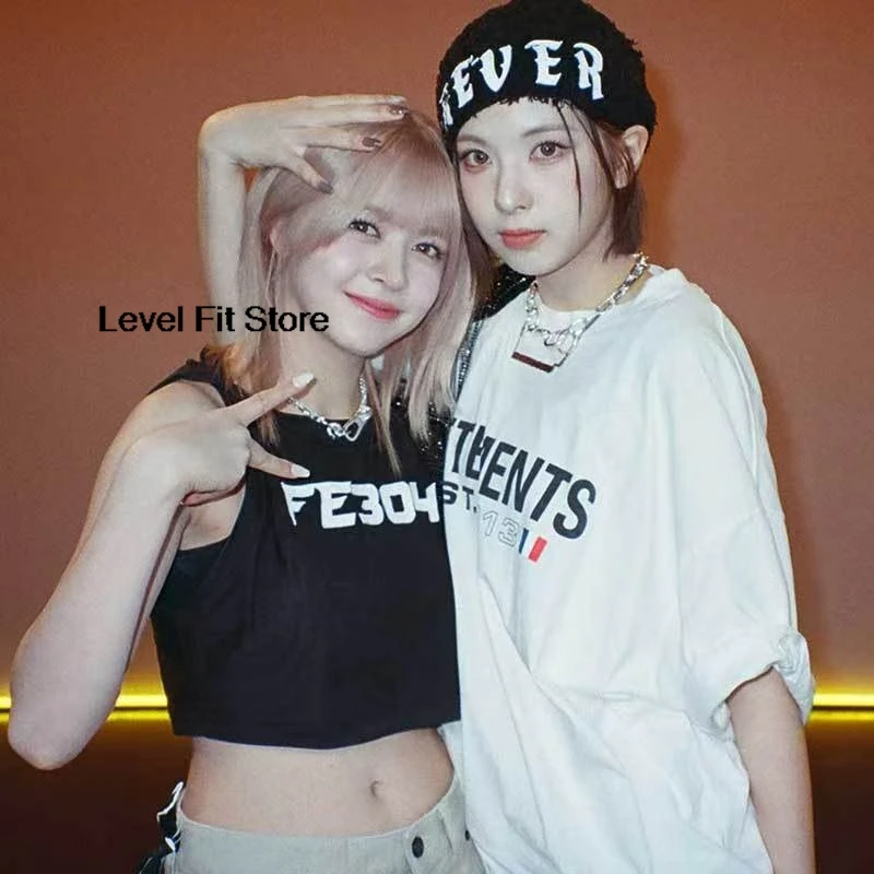 NMIXX album Fe3O4 BREAK merchandise, same style short-sleeved T-shirt, loose-fitting printed dance top