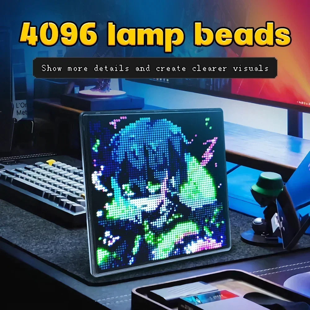 APP RGB Digital Lamp Panel Smart LED Pixel Matrix Display 64x64 DIY Animation Cartoon Gaming Anime Custom for Room Decor 32x32