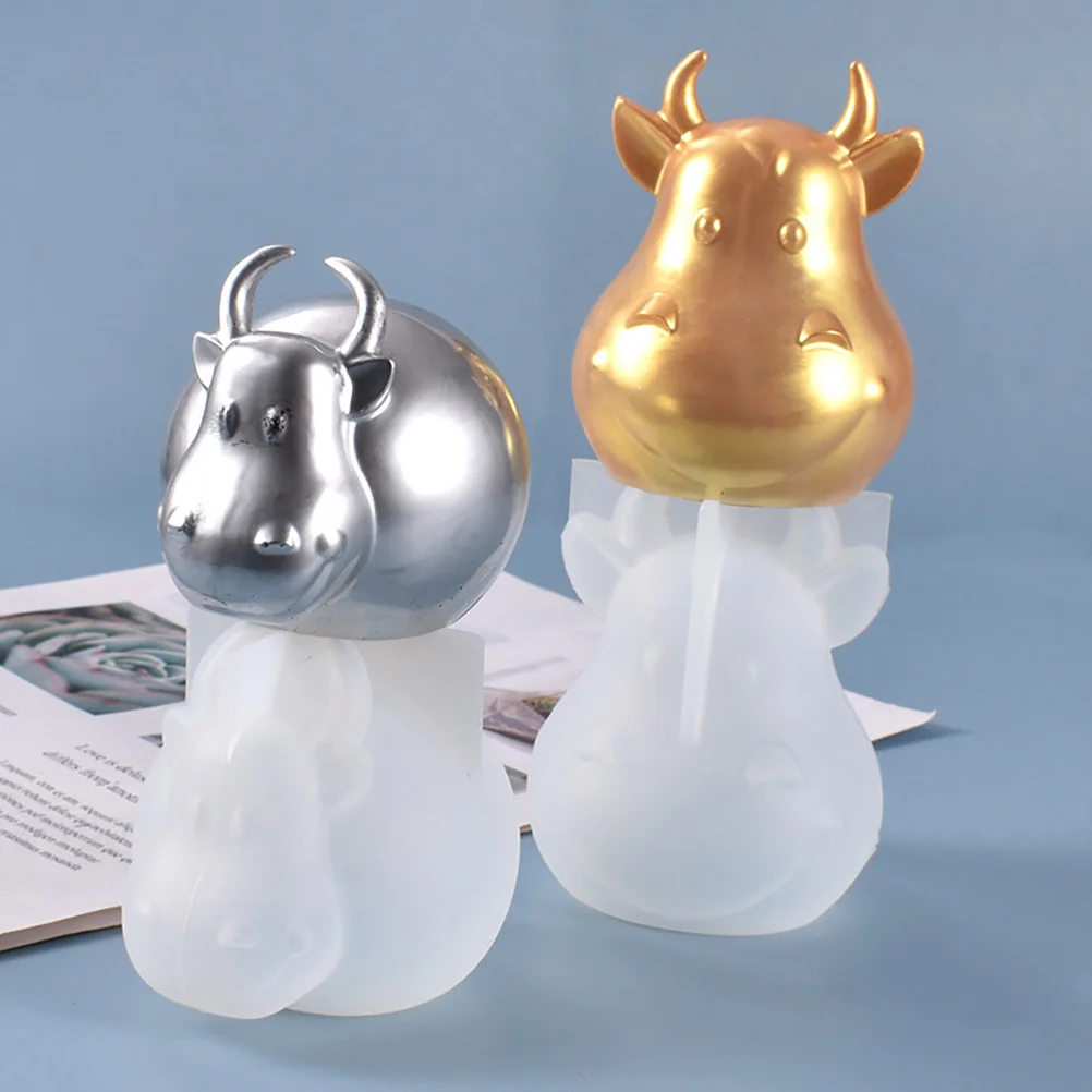 

2Pcs Ox Mascot DIY Mold Silicone Material for Epoxy Resin Craft Making 3D Cattle Compact Size Easy Wash Adornment