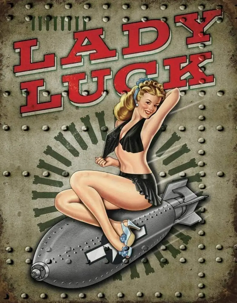 1k,Metal Tin Sign Vintage Art Decoration Pin Up Bomber Plane Art Ww2 for Cafe Home Kitchen Farm Office Bar Restaurant Dorm Club