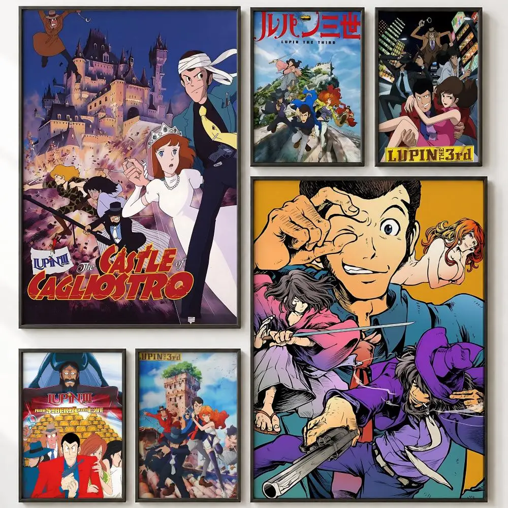 Anime Lupin the Third Poster HD poster wall art self-stick no-residue for home cafe office great gift