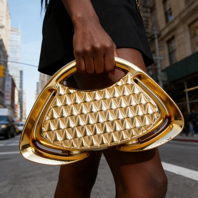 

Элегантные женские сумки-клатчи с металлической цепочкой, акриловым зажимом, для вечерних мероприятий, трапециевидной формы, из сетчатого материала.