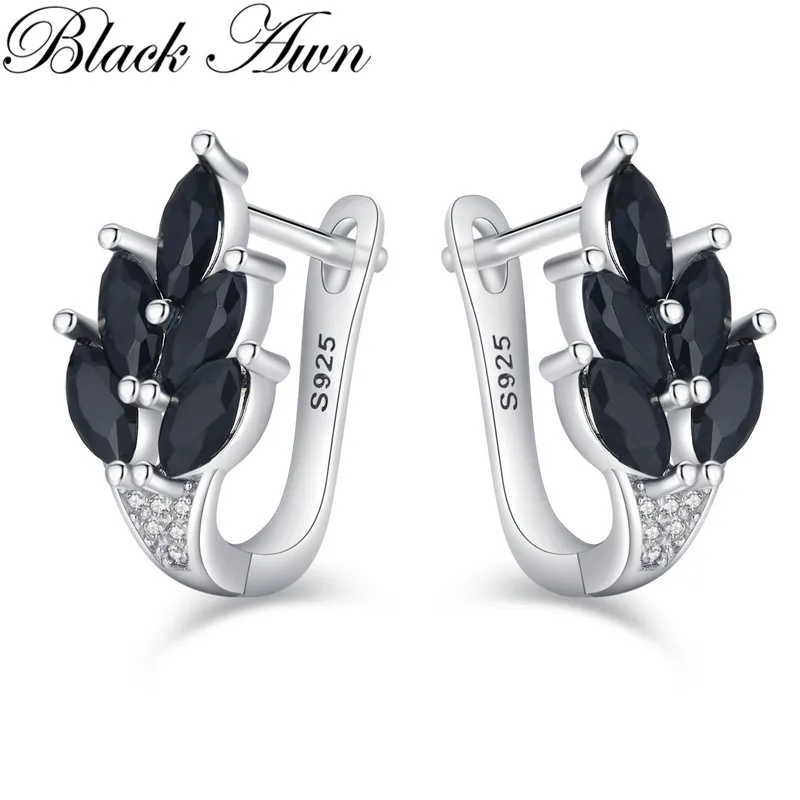 

Black Awn 2023 New Hoop Earrings for Women Classic Silver Color Trendy Spinel Engagement Jewelry I232