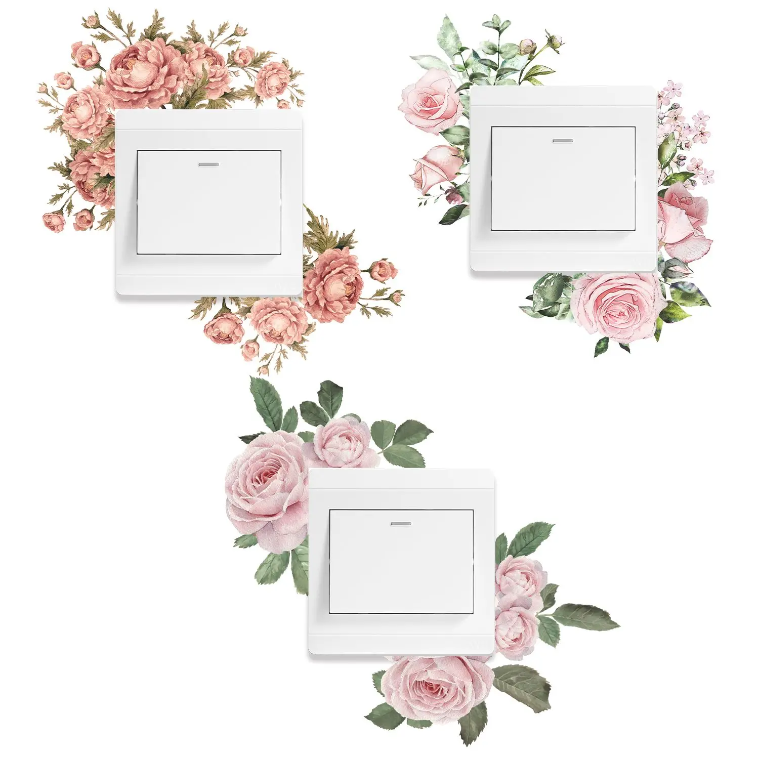 Flower Switch Sticker Warm Renovation Sticker Bedroom Wall Living Room Home Socket Layout Decorative Wallpaper Waterproof