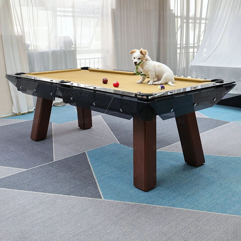 Crystal-Clear Fancy Glass Billiard Table With Dining Top 9ft Snooker &Pool Glass Table Luxury Glass Pool Table With Wood Legs