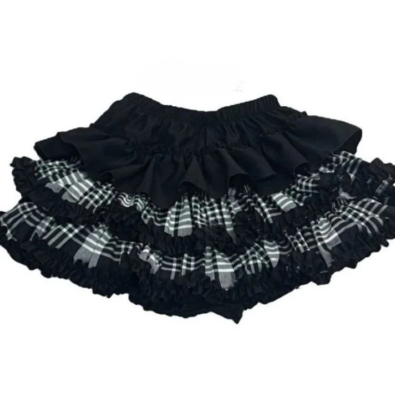 Deeptown Harajuku Gothic Mini Rok Vrouwen Vintage Grunge Y2k Zwarte Ruffle Rokken Punk 2000s Hoge Taille Korte Rokken Esthetische