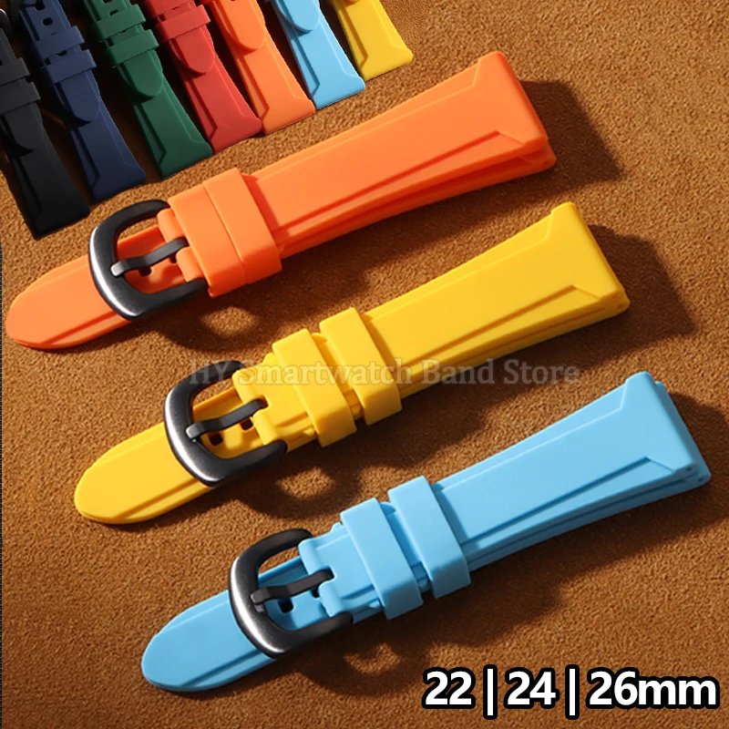 Universal Silicone Watch Strap 22mm 24mm 26mm for Citizen for Tudor for Panerai Waterproof Wrist Band Metal Pin Buckle Bracelet