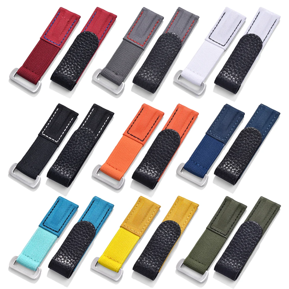 

20mm Nylon Strap for Seiko for Tudor Hook and Loop Fastener Watch Band Men Military Canvas Wrist Bracelet for Omega LeatherStrap