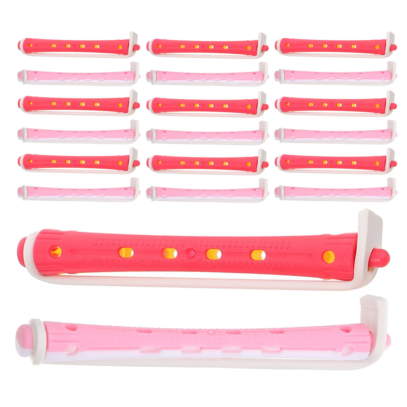 24pcs Perm Rods Dual-Color Plastic Curling Rods No Heat Cold Perm Roller Set For Short Long Hair Home Salon Use