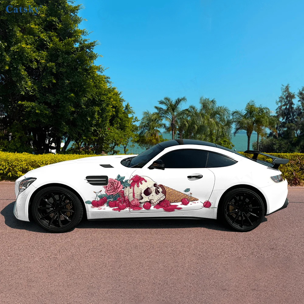 

Skull Rose Fruit Colorful Car Vinyl Wraps Decal Self-adhesive PVC Sticker Suitable for Trucks SUV Decor Auto Accessories Gift