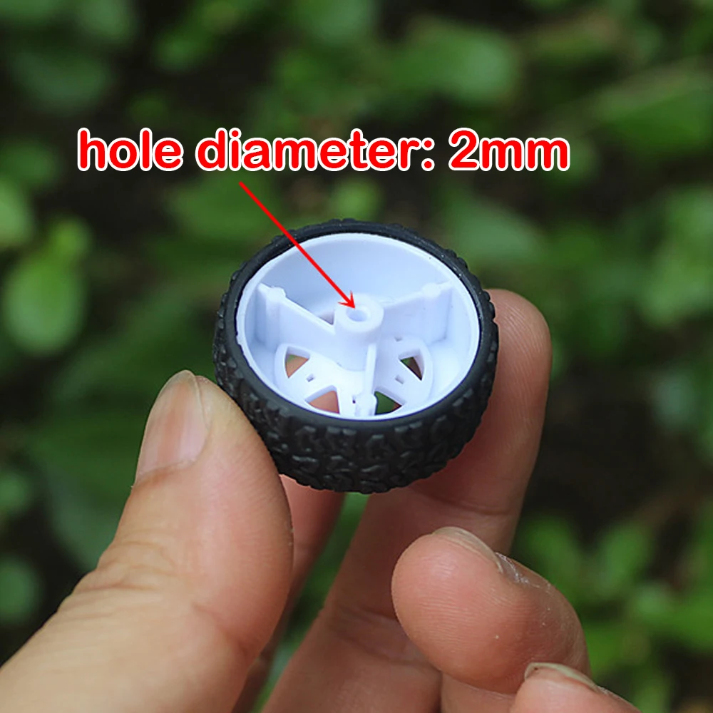 4PCS 30mm Toy Wheel Rubber Rim Tyres DIY Mini Technology 4WD White Tires Hole Dia 2mm for RC Model Cars Parts