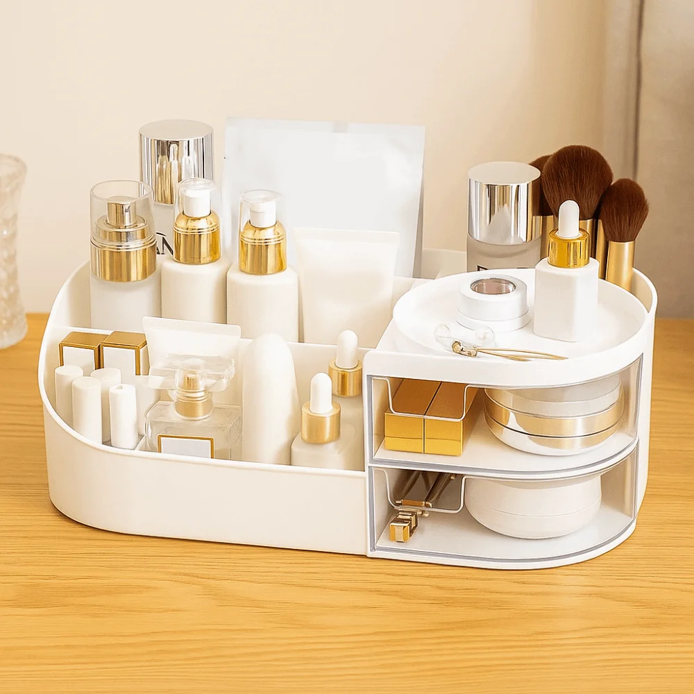 

Simple Plastic Cosmetics Storage Box Drawer Type Large Capacity Sundries Storage Box Space Saving Makeup Box Skin Care