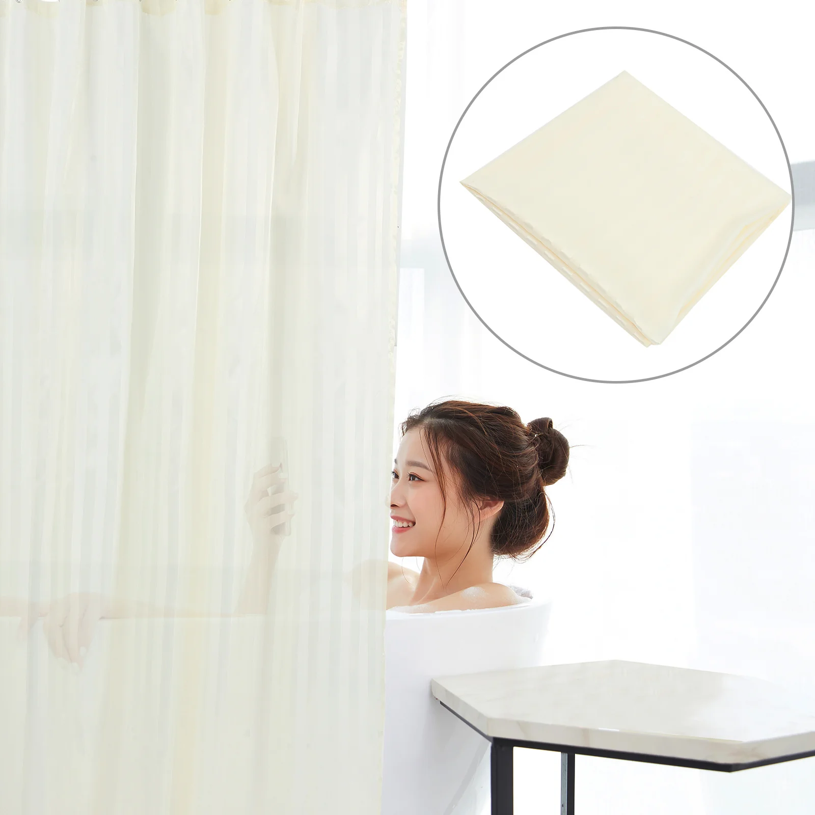 

Waterproof Striped Shower Curtain For Bathroom Large Plain Bath Curtain Lightweight Shower Liner With Hooks Home Hotel