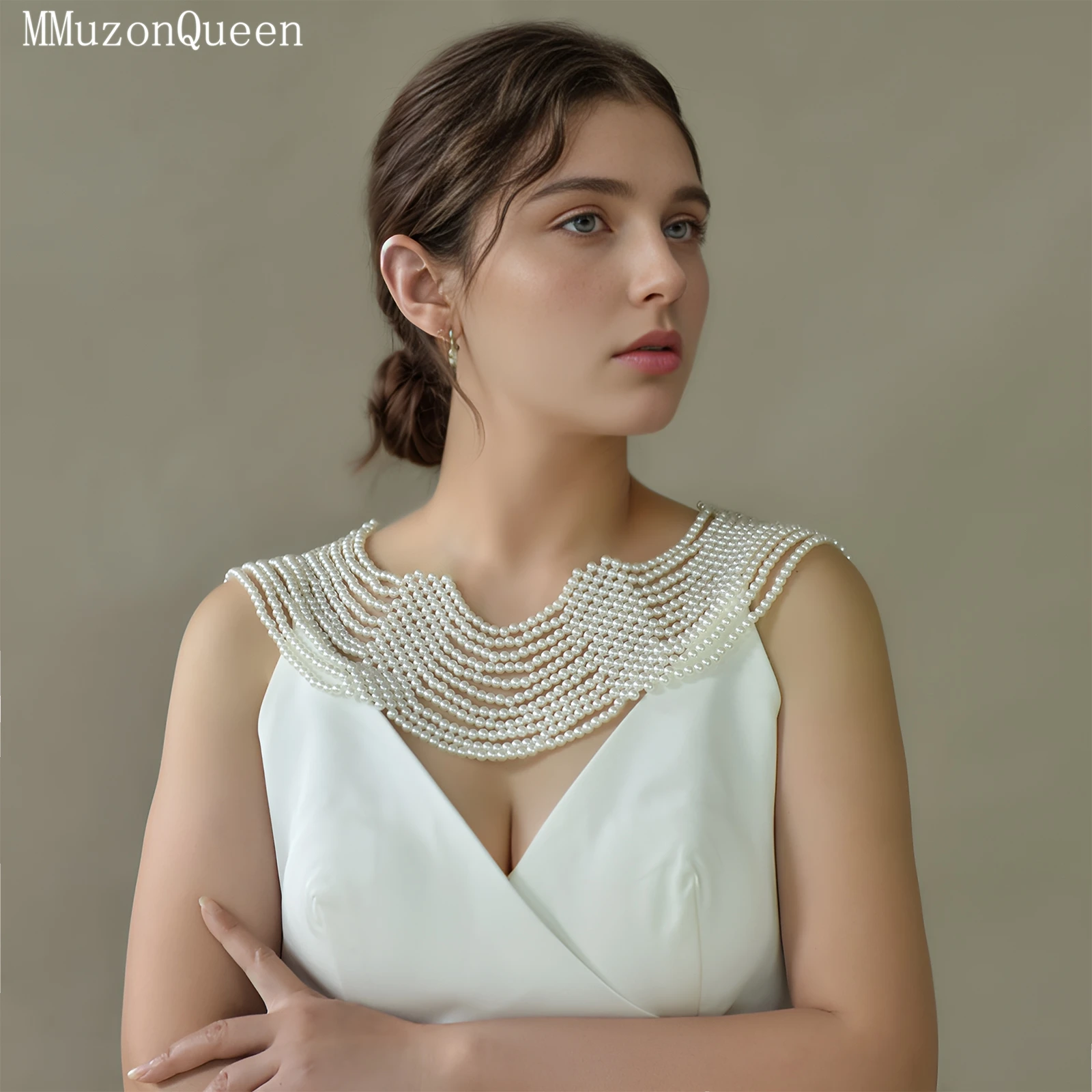 

Свадебное болеро TOPQUEEN, свадебная шаль, жемчужное ожерелье, ювелирные изделия, цепочка для тела с бусинами, женская шаль VG116