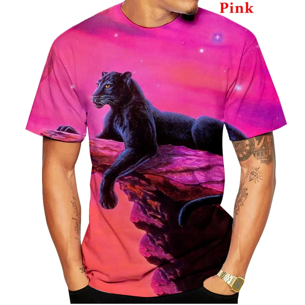 New Summer Black Panther Print 3D T-Shirt Men Women Animal Short Sleeve Casual Shirts O Neck Pullover