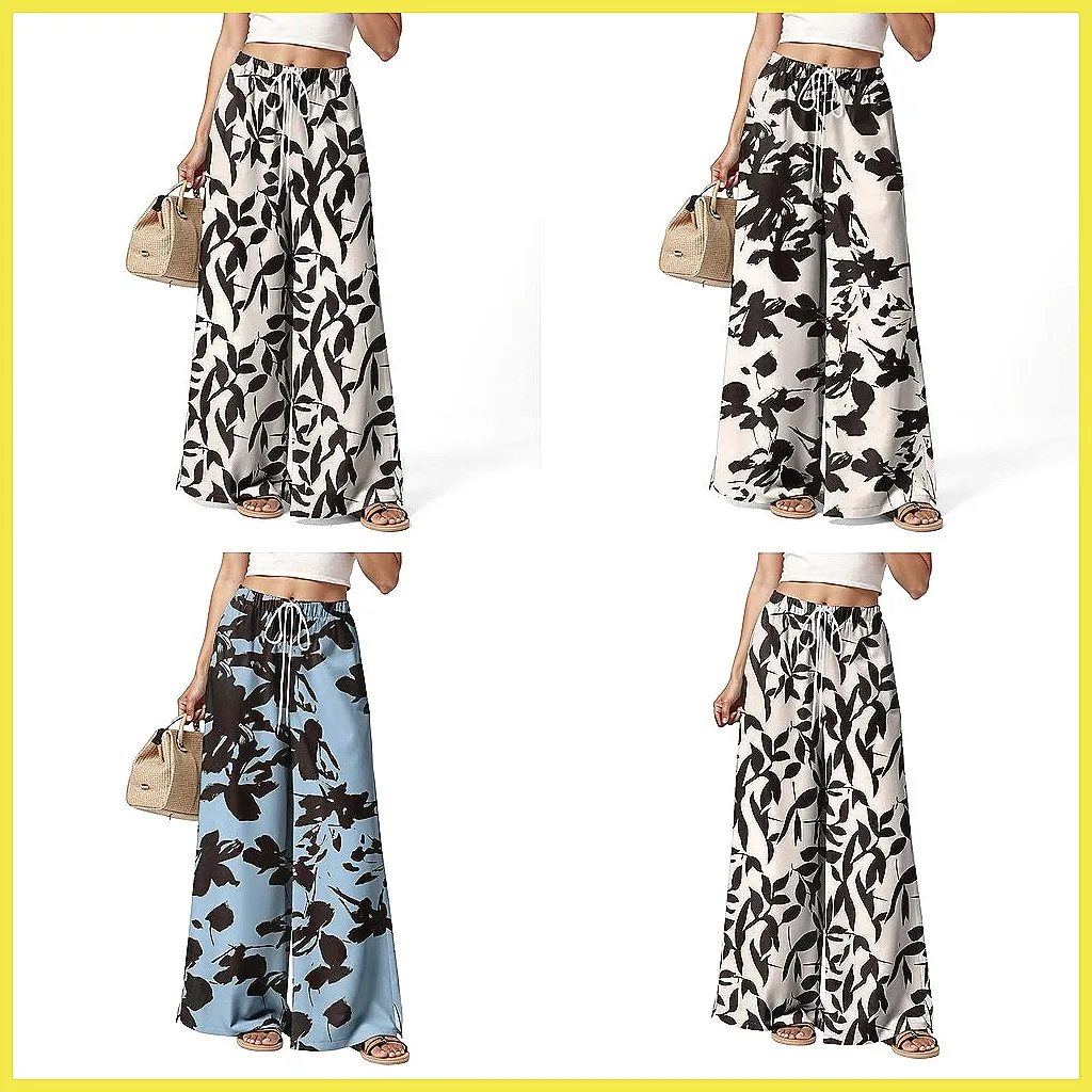

Women's Summer Palazzo Pants High Waist Wide Leg Boho Beach Pants Casual Vacation Outfits (Character Count: 78)