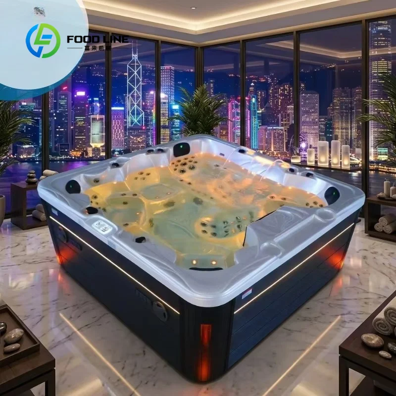 Large Space 6-Seater Outdoor Spa Tub, Factory Custom Luxury Acrylic Whirlpool Hot Tub with Full Functional System