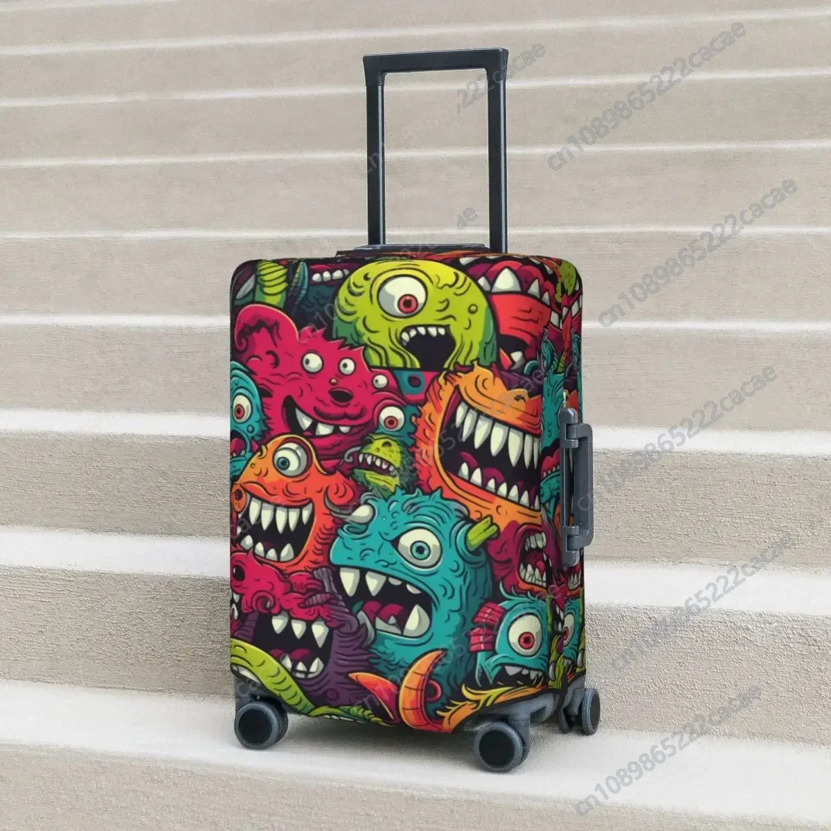 Monster Anime Suitcase Cover Funny Holiday Travel Practical Luggage Supplies Protection Christmas Gift