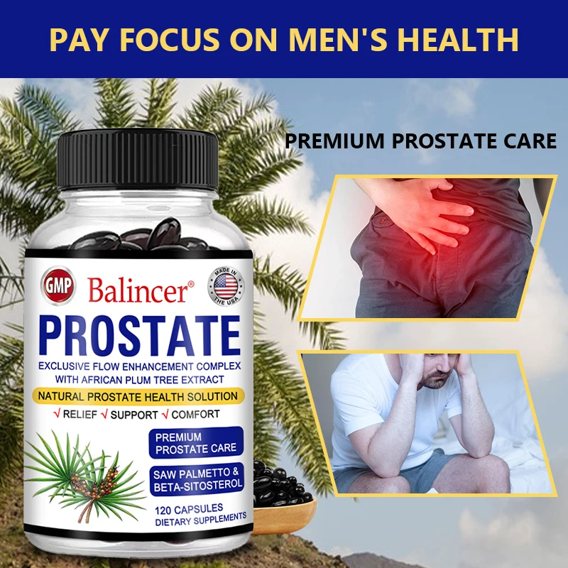 Saw Palmetto Sitosterol Capsules Support Prostate and Urinary Health, Herbal Health Supplement, Hair Growth, Frequent Urinary