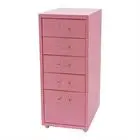 Opbergkast met 5 laden en wielen Metalen archiefkast Office Organizer Roze