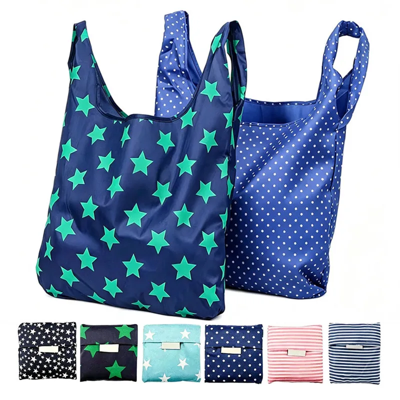 33*55cm Women's Foldable Shopping Bags Washable Reusable Large Capacity Handbags Storage Pouch Supermarket Eco Grocery Bag