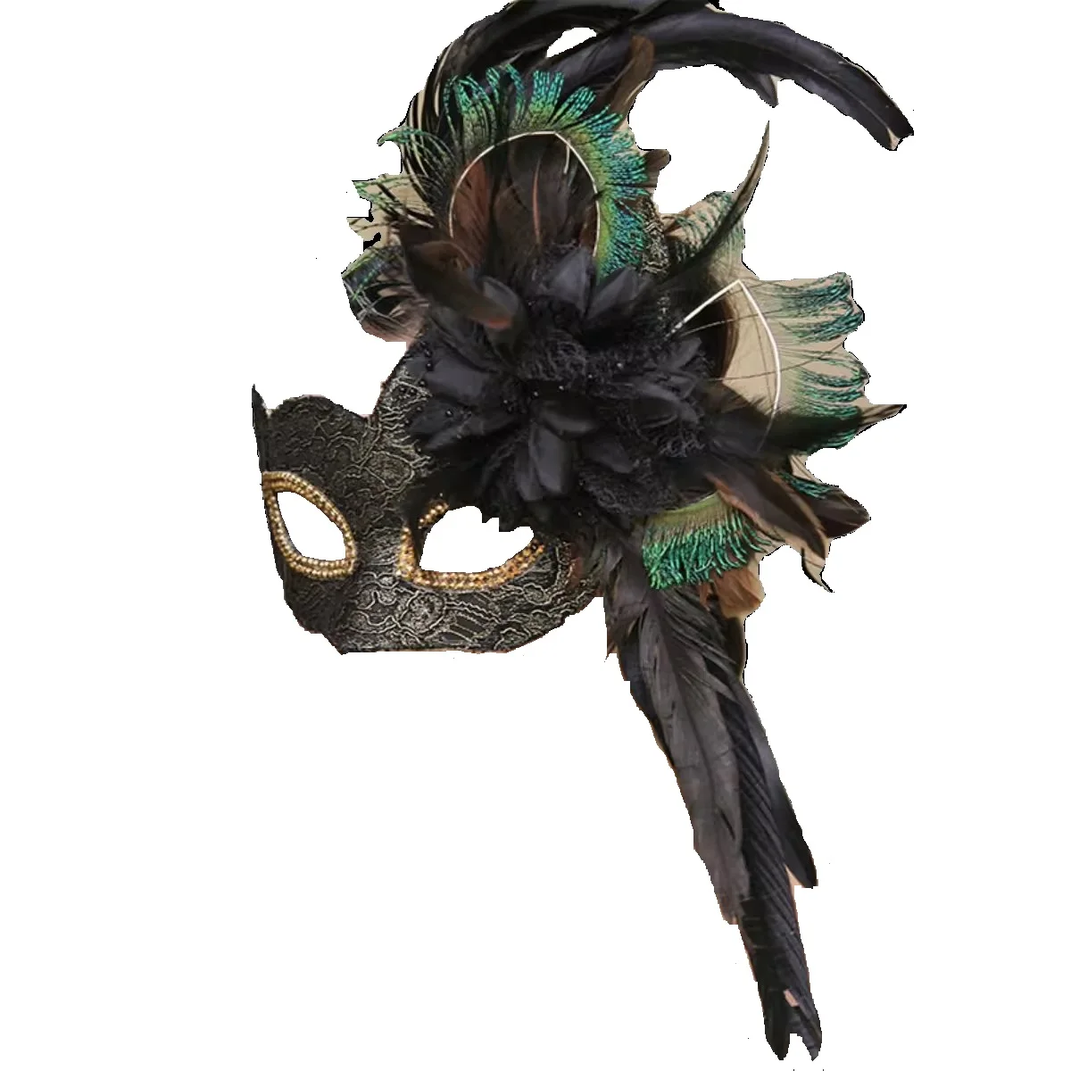 Venice's Green Flower Mask, European and America Exaggerate Feather Halloween Carnival Ball Party Mask